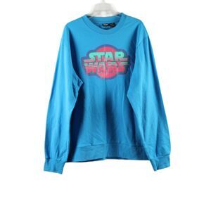 Star Wars Disney Blue Men's Graphic Fleece Sweatshirt Pullover XL 007